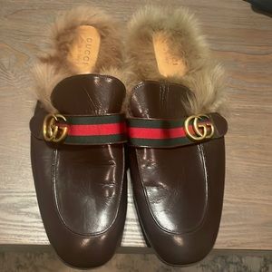 Gucci men’s Princetown Brown Slippers fur lined
